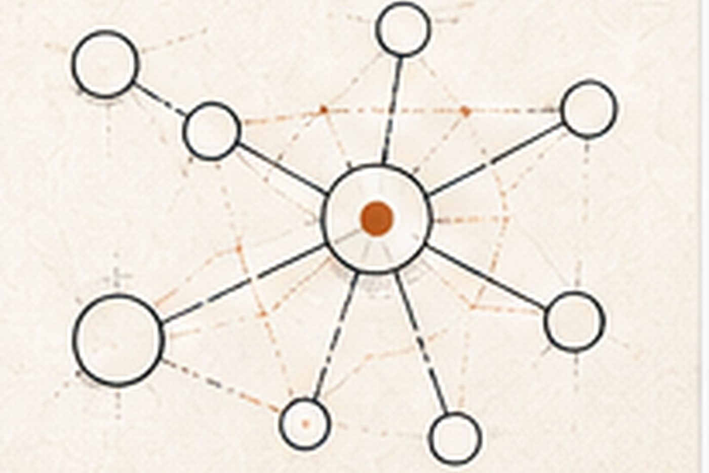 Connected nodes converge on one central copper point.